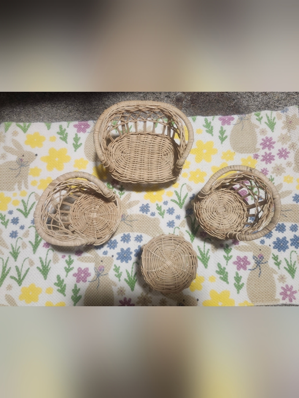 Vintage Barbie Sized Wicker Furniture Set of 4 Pieces Chairs Table Hong Kong EUC